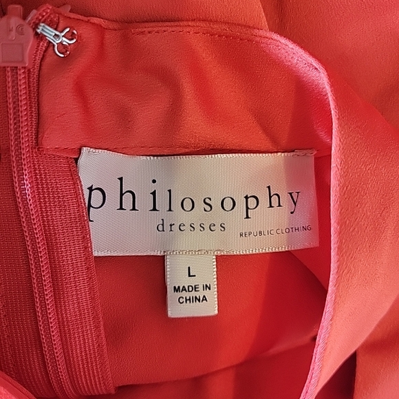 Philosophy Republic Clothing Red Sheath Dress with 3/4 Bell Sleeves Size L - Picture 4 of 9